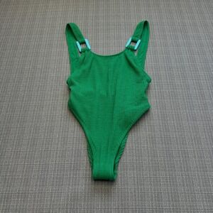 New Aerie Real Good Green Ribbed One Piece Cheekiest Swimsuit XXS Summer